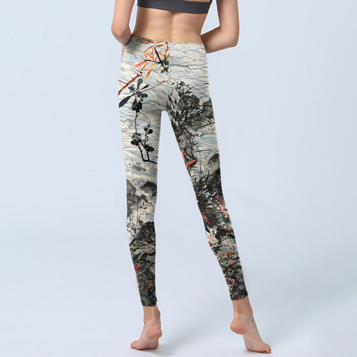 Buddha Stones Waves Rocks Trees Print Gym Fitness Leggings Women's Yoga Pants - image 6