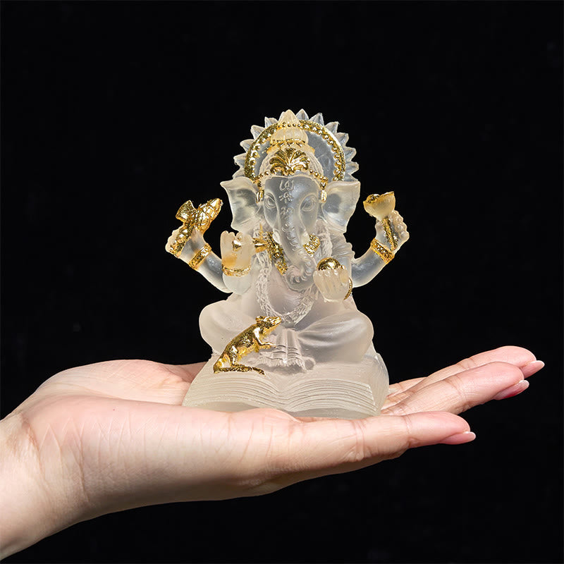 Buddha Stones Transparent White Ganesh Ganpati Elephant Statue Protection Home Resin Decoration - image 6