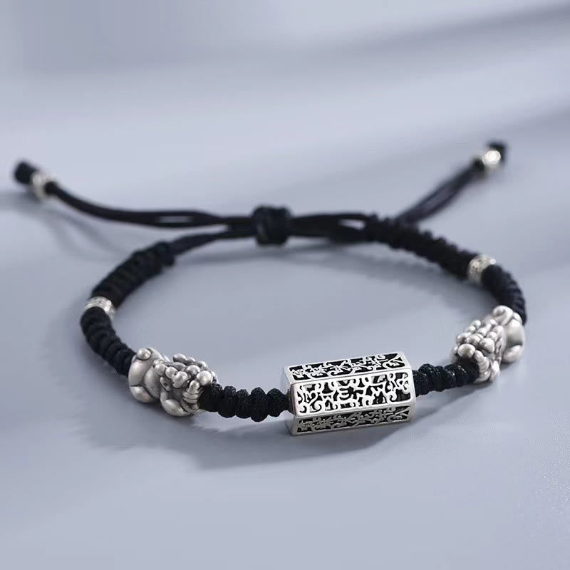 Buddha Stones Tibetan Black String Copper Om Mani Padme Hum Pixiu Protection Braided Bracelet - image 3