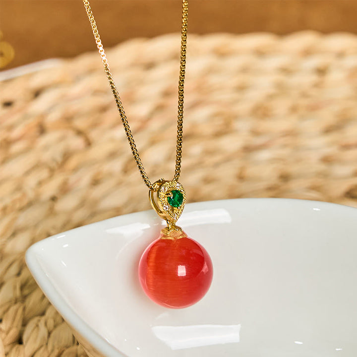Buddha Stones Cat's Eye Round Ball Confidence Necklace Pendant - image 8