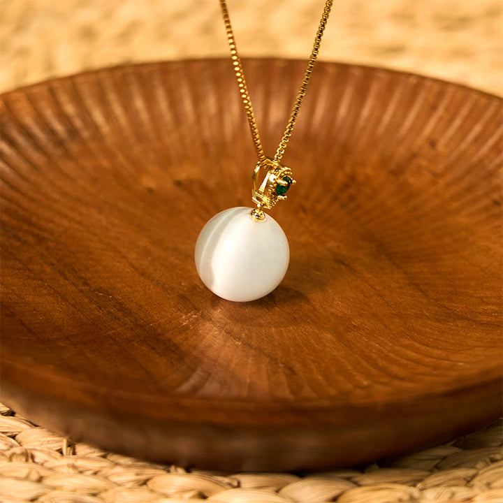 Buddha Stones Cat's Eye Round Ball Confidence Necklace Pendant - White Cat's Eye - image 20