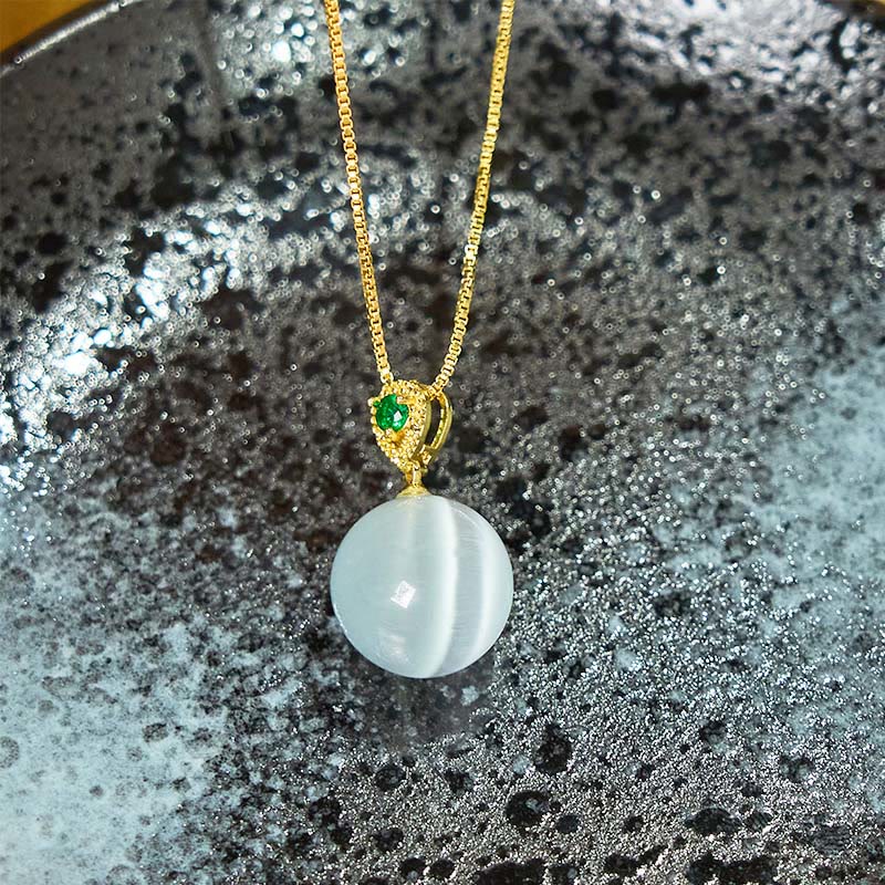 Buddha Stones Cat's Eye Round Ball Confidence Necklace Pendant - image 23