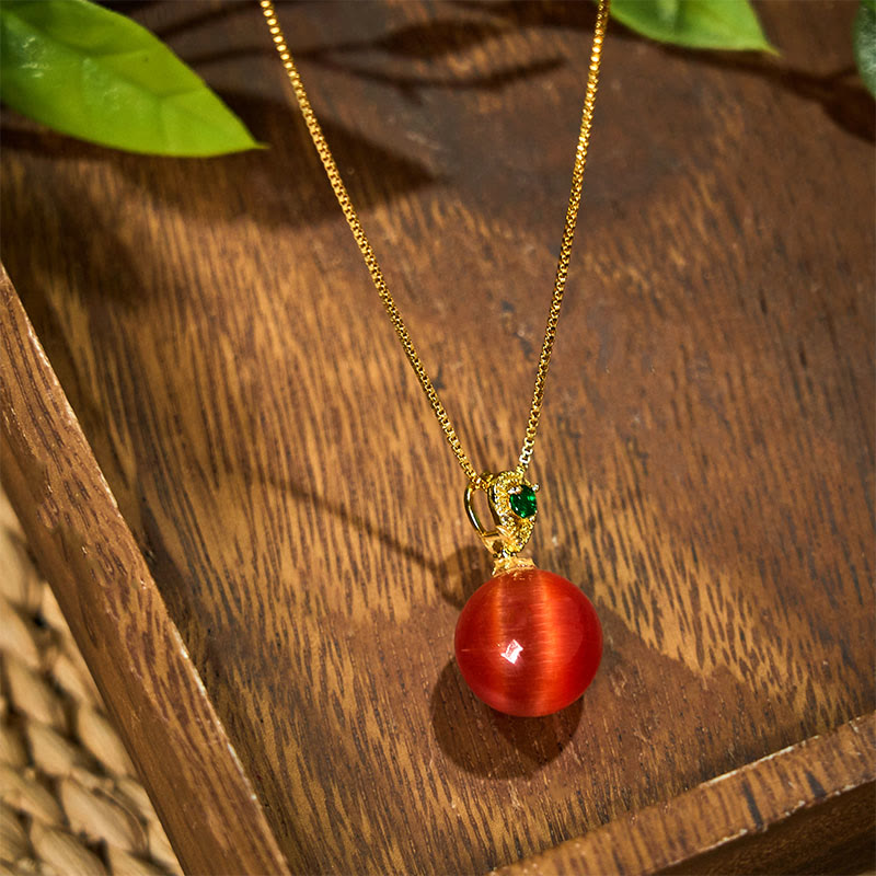 Buddha Stones Cat's Eye Round Ball Confidence Necklace Pendant - image 7