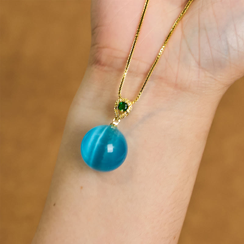 Buddha Stones Cat's Eye Round Ball Confidence Necklace Pendant - image 4