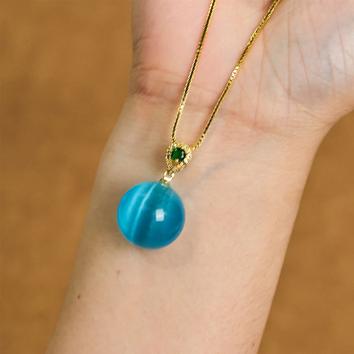 Buddha Stones Cat's Eye Round Ball Confidence Necklace Pendant - image 4