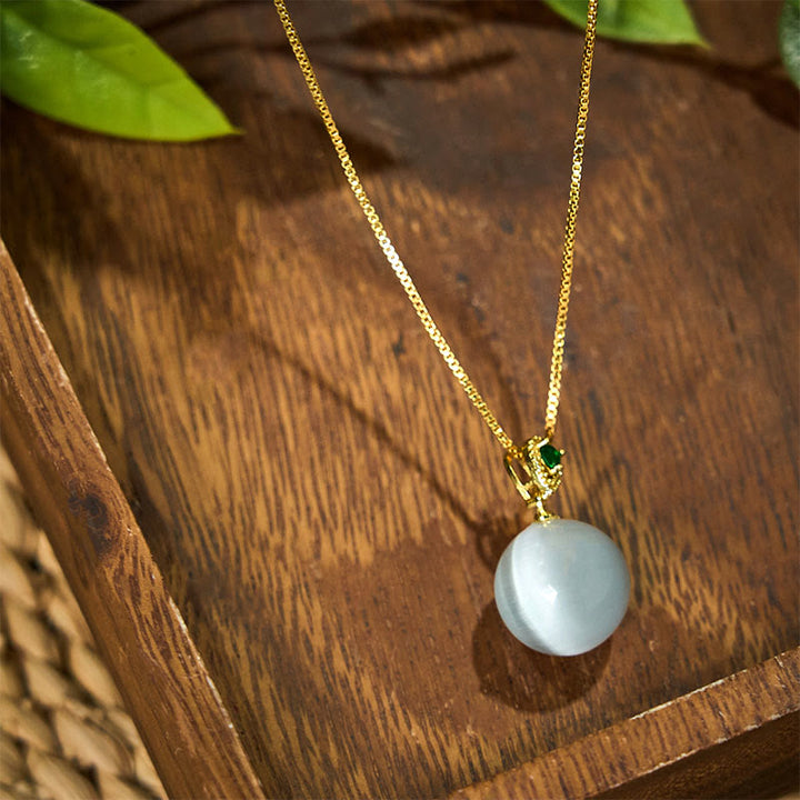 Buddha Stones Cat's Eye Round Ball Confidence Necklace Pendant - image 21