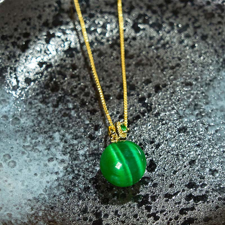 Buddha Stones Cat's Eye Round Ball Confidence Necklace Pendant - image 16