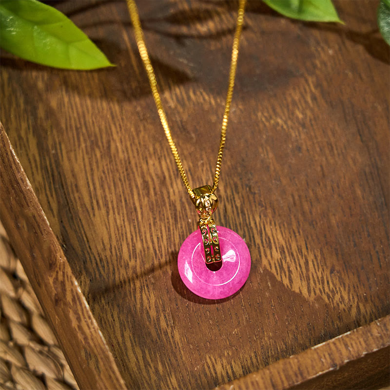 Buddha Stones Purple Jade Peace Buckle Happiness Necklace Pendant - image 1