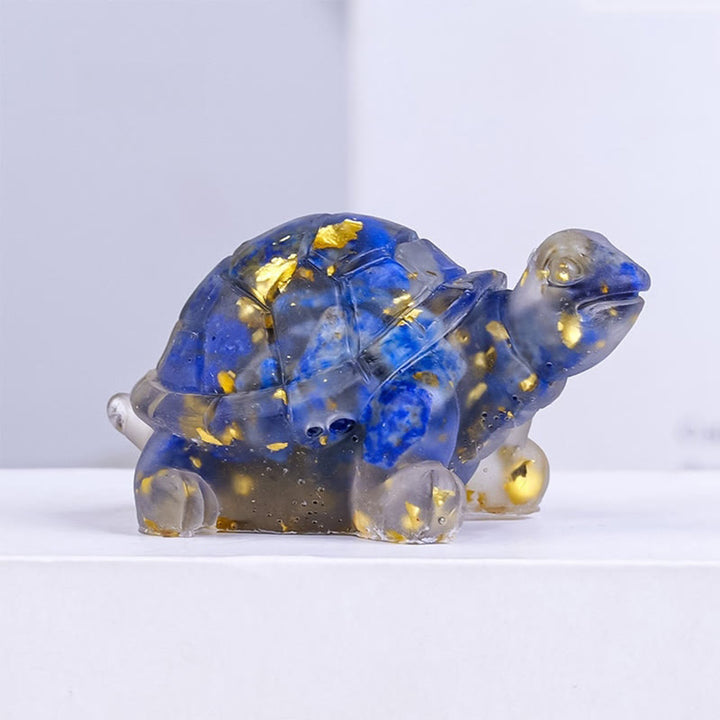 Buddha Stones Natural Crystal Gravel Drip Resin Small Turtle Decoration Statue - Lazurite - image 8