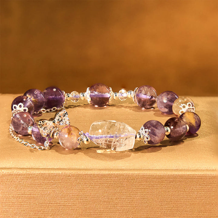 Buddha Stones Natural Purple Phantom Bow Wisdom Bracelet - image 2
