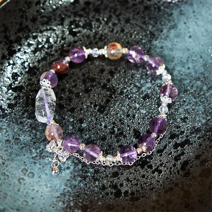 Buddha Stones Natural Purple Phantom Bow Wisdom Bracelet - image 3