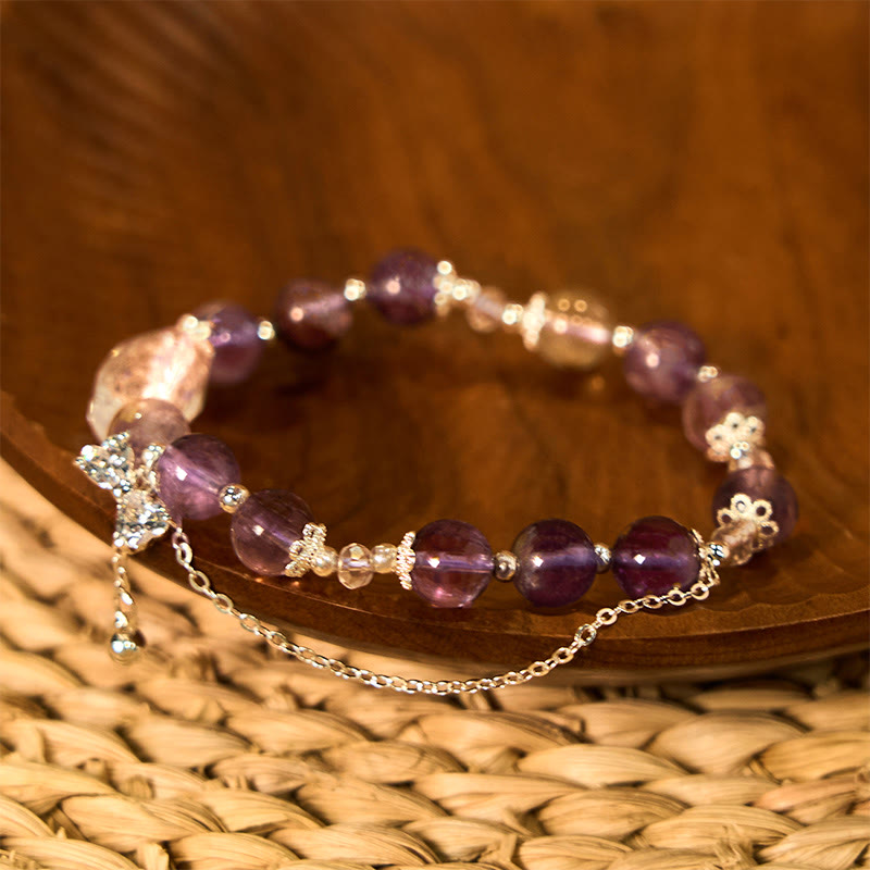 Buddha Stones Natural Purple Phantom Bow Wisdom Bracelet - image 1