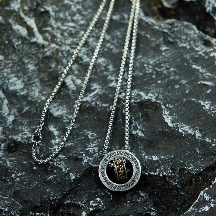 Buddha Stones Double Ring PiXiu Peace Buckle Wealth Rotatable Necklace Pendant - image 4