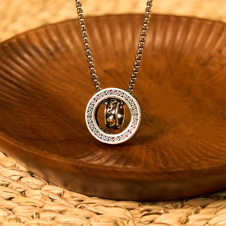 Buddha Stones Double Ring PiXiu Peace Buckle Wealth Rotatable Necklace Pendant - image 14
