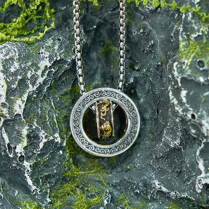 Buddha Stones Double Ring PiXiu Peace Buckle Wealth Rotatable Necklace Pendant - image 13