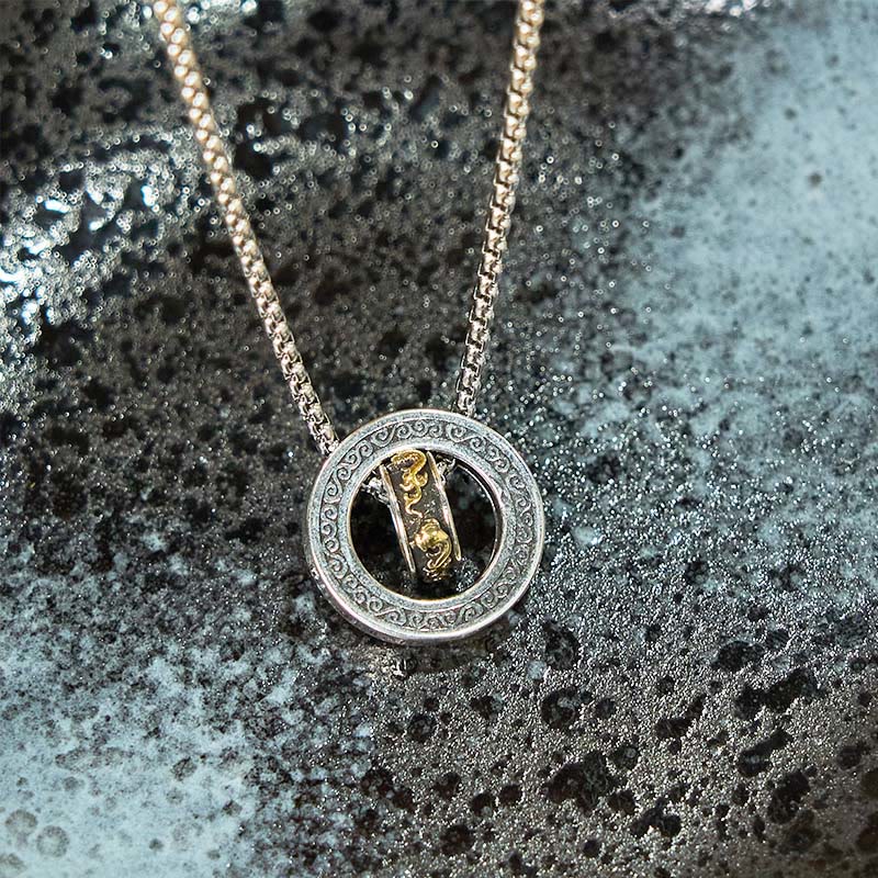 Buddha Stones Double Ring PiXiu Peace Buckle Wealth Rotatable Necklace Pendant - image 11