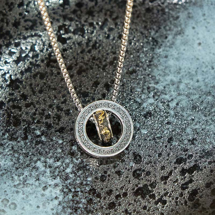 Buddha Stones Double Ring PiXiu Peace Buckle Wealth Rotatable Necklace Pendant - image 11