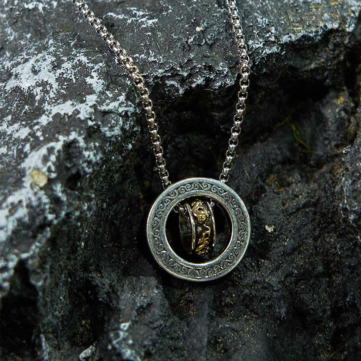 Buddha Stones Double Ring PiXiu Peace Buckle Wealth Rotatable Necklace Pendant - image 12