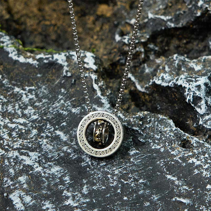 Buddha Stones Double Ring PiXiu Peace Buckle Wealth Rotatable Necklace Pendant - image 10