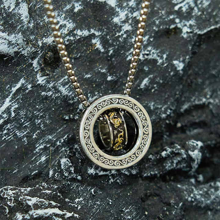 Buddha Stones Double Ring PiXiu Peace Buckle Wealth Rotatable Necklace Pendant - image 5