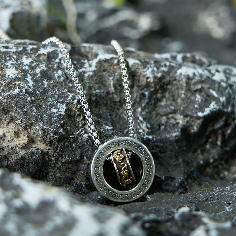 Buddha Stones Double Ring PiXiu Peace Buckle Wealth Rotatable Necklace Pendant - image 9