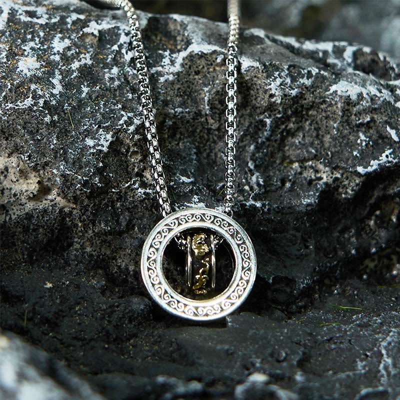 Buddha Stones Double Ring PiXiu Peace Buckle Wealth Rotatable Necklace Pendant - image 8
