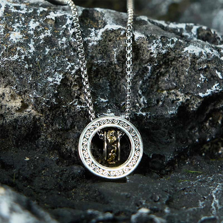 Buddha Stones Double Ring PiXiu Peace Buckle Wealth Rotatable Necklace Pendant - image 8