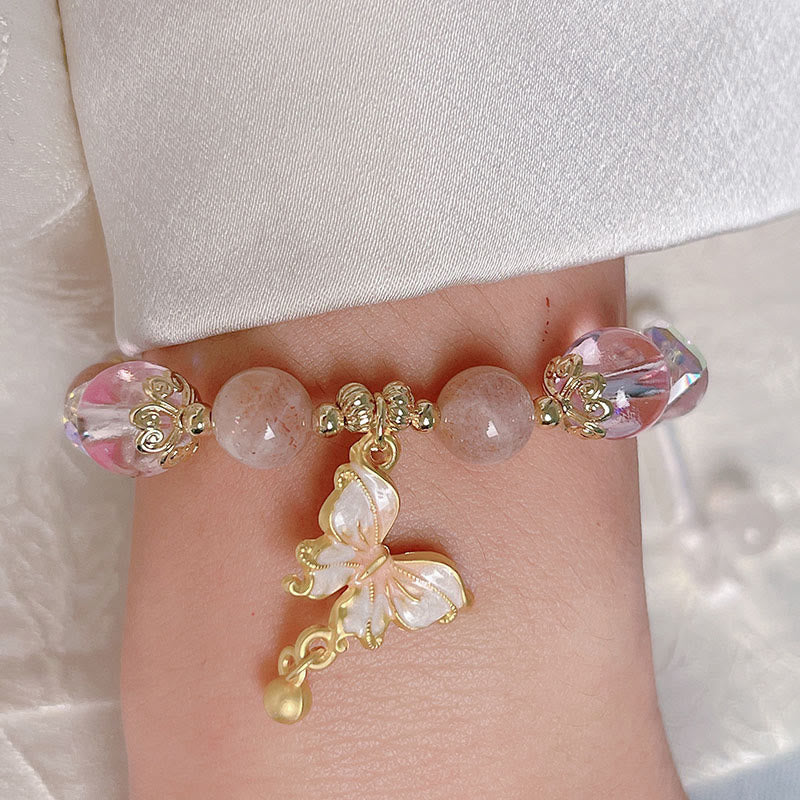 Buddha Stones Natural Amethyst Sun Stone Butterfly Peace Bracelet - image 23