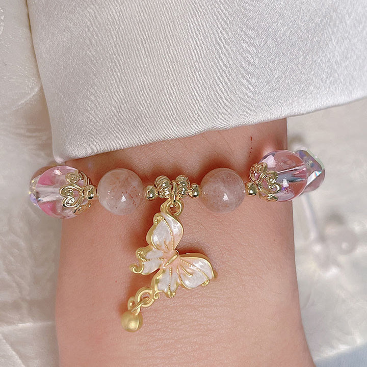 Buddha Stones Natural Amethyst Sun Stone Butterfly Peace Bracelet - image 23