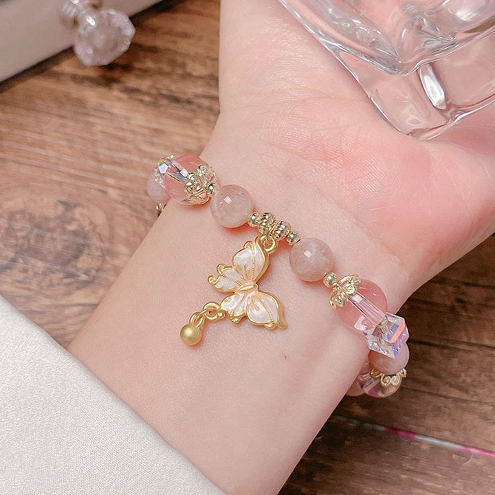 Buddha Stones Natural Amethyst Sun Stone Butterfly Peace Bracelet - image 21