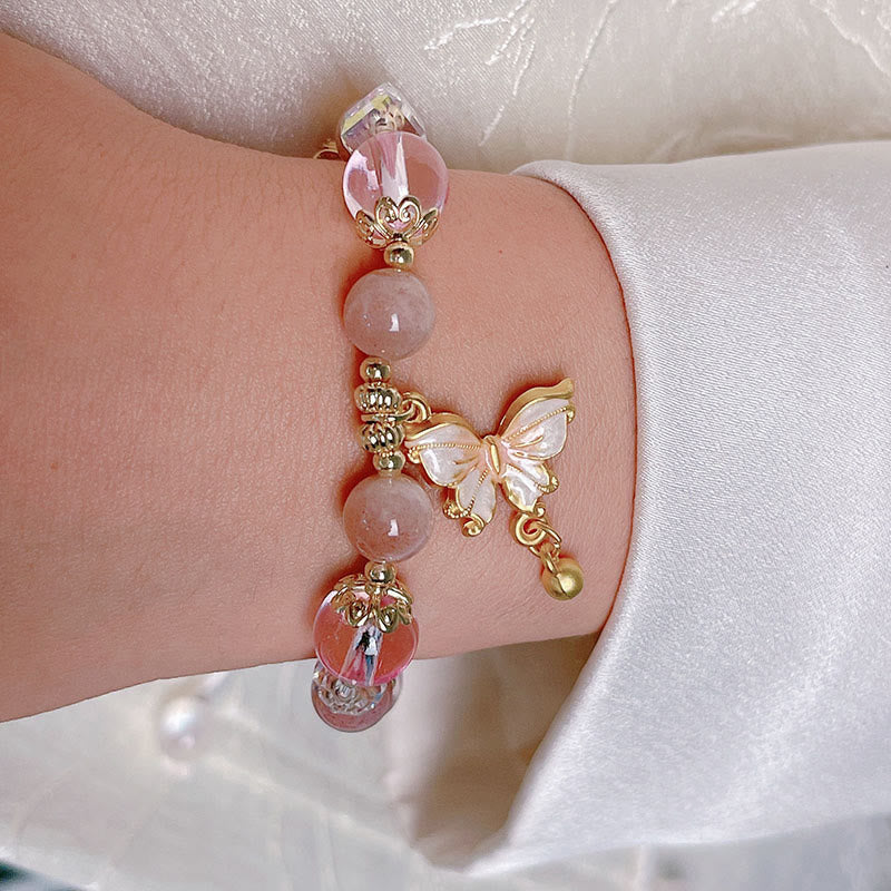 Buddha Stones Natural Amethyst Sun Stone Butterfly Peace Bracelet - image 22