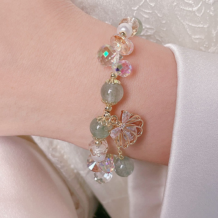 Buddha Stones Natural Strawberry Quartz Pearl Shell Positive Bracelet - image 19