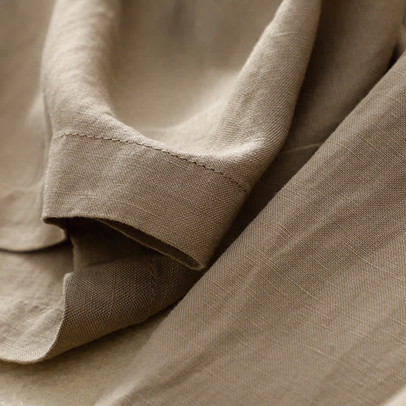 Buddha Stones Summer Plain Color 7-8 Length Cotton Linen Women's Wide Leg Pants With Pockets Zipper - image 12