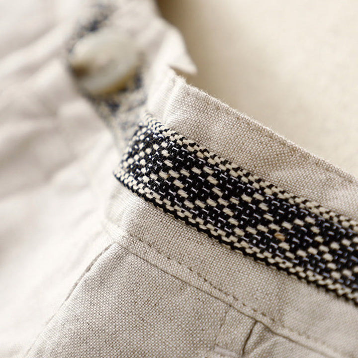 Buddha Stones Summer Plain Color 7-8 Length Cotton Linen Women's Wide Leg Pants With Pockets Zipper - image 7