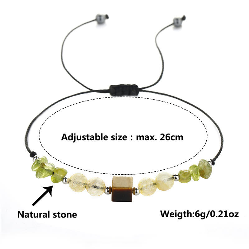 Buddha Stones Find Your Joy Peridot Citrine Tiger Eye Peace Rope Bracelet - image 11