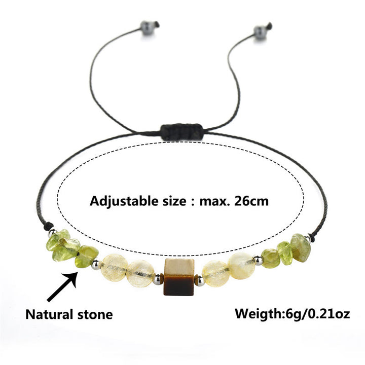 Buddha Stones Find Your Joy Peridot Citrine Tiger Eye Peace Rope Bracelet - image 11