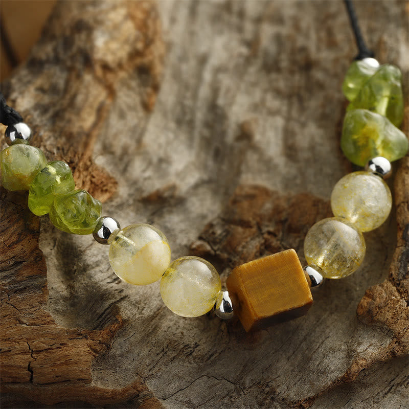 Buddha Stones Find Your Joy Peridot Citrine Tiger Eye Peace Rope Bracelet - image 9