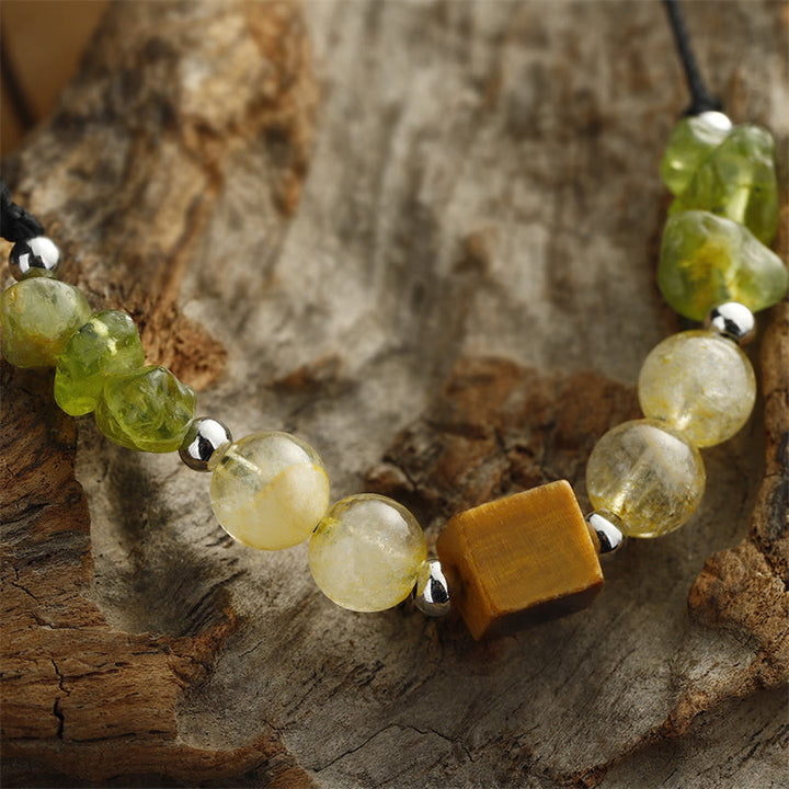 Buddha Stones Find Your Joy Peridot Citrine Tiger Eye Peace Rope Bracelet - image 9