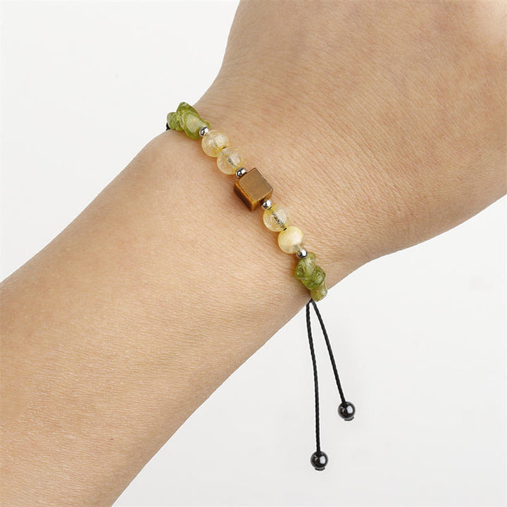 Buddha Stones Find Your Joy Peridot Citrine Tiger Eye Peace Rope Bracelet - image 7
