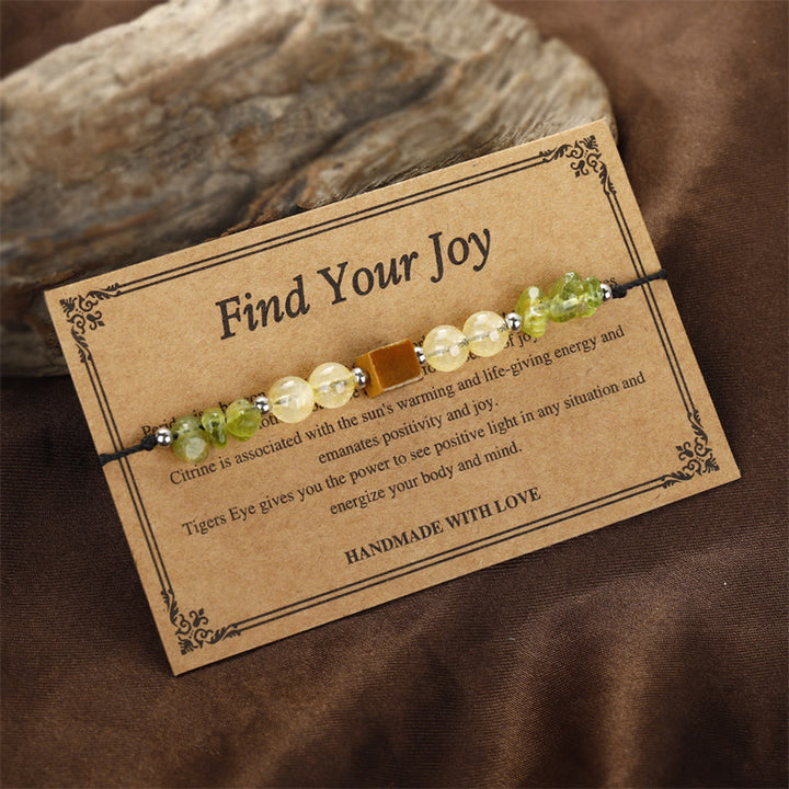 Buddha Stones Find Your Joy Peridot Citrine Tiger Eye Peace Rope Bracelet - image 2