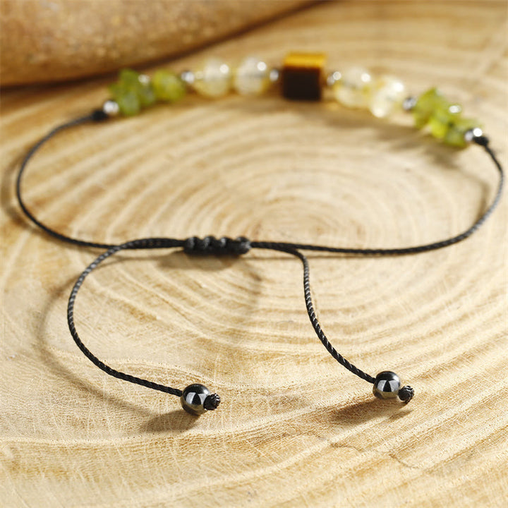 Buddha Stones Find Your Joy Peridot Citrine Tiger Eye Peace Rope Bracelet - image 10