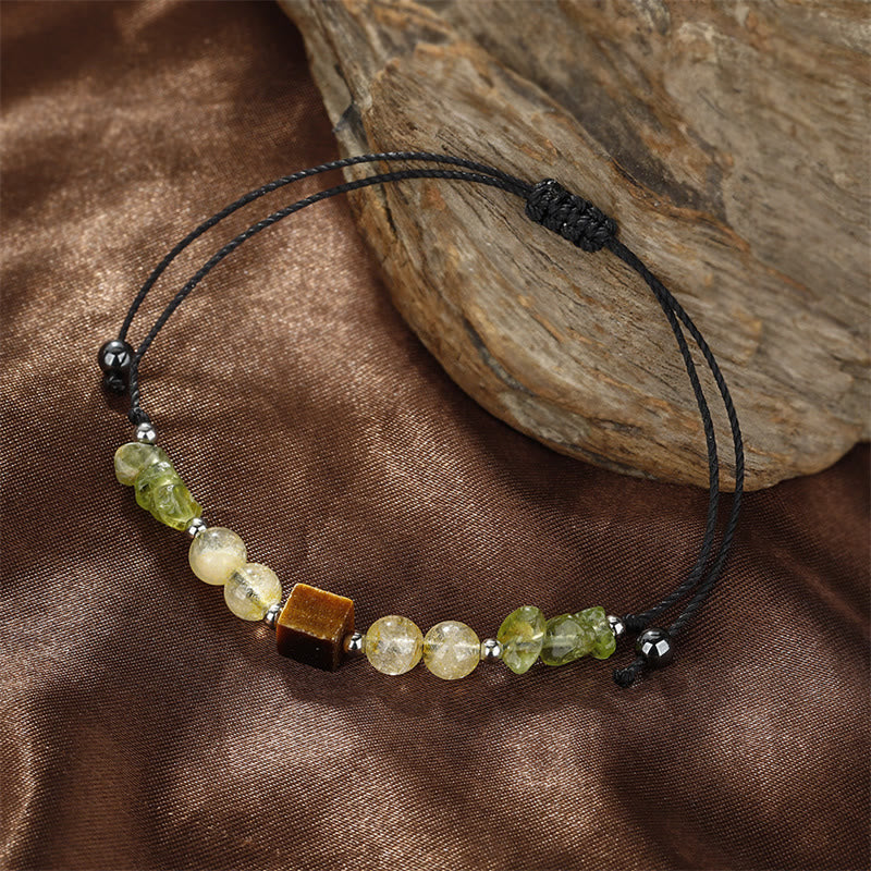 Buddha Stones Find Your Joy Peridot Citrine Tiger Eye Peace Rope Bracelet - image 8