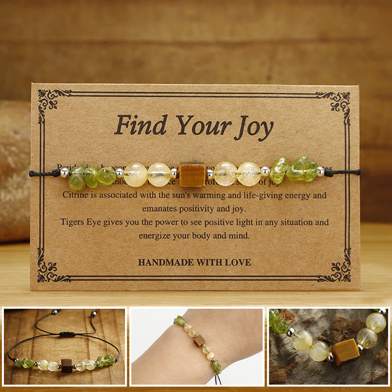 Buddha Stones Find Your Joy Peridot Citrine Tiger Eye Peace Rope Bracelet - Find Your Joy(Wrist Circumference 14-24cm) - image 0