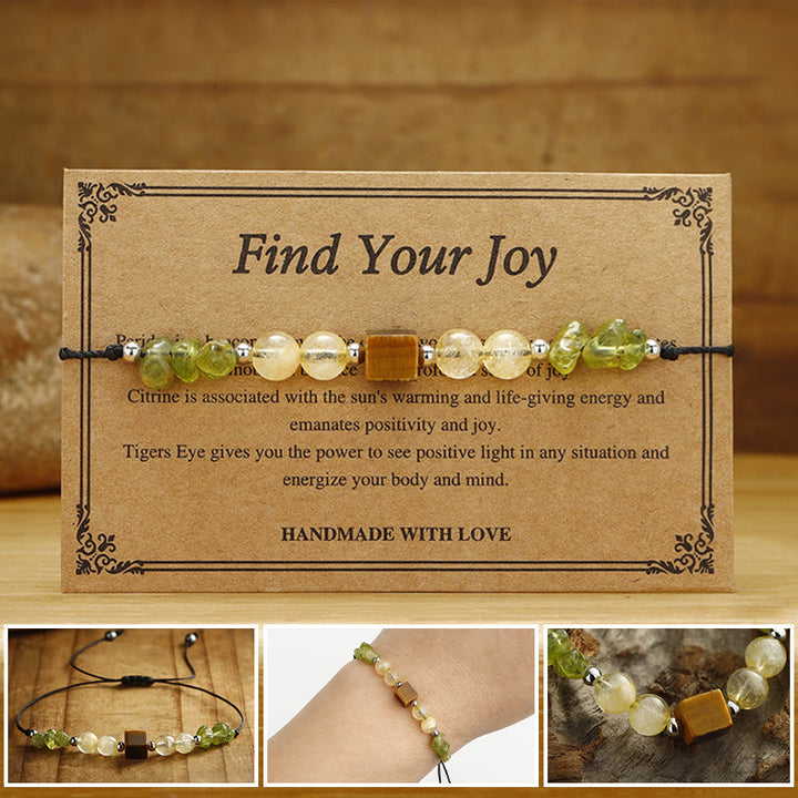 Buddha Stones Find Your Joy Peridot Citrine Tiger Eye Peace Rope Bracelet - Find Your Joy(Wrist Circumference 14-24cm) - image 0
