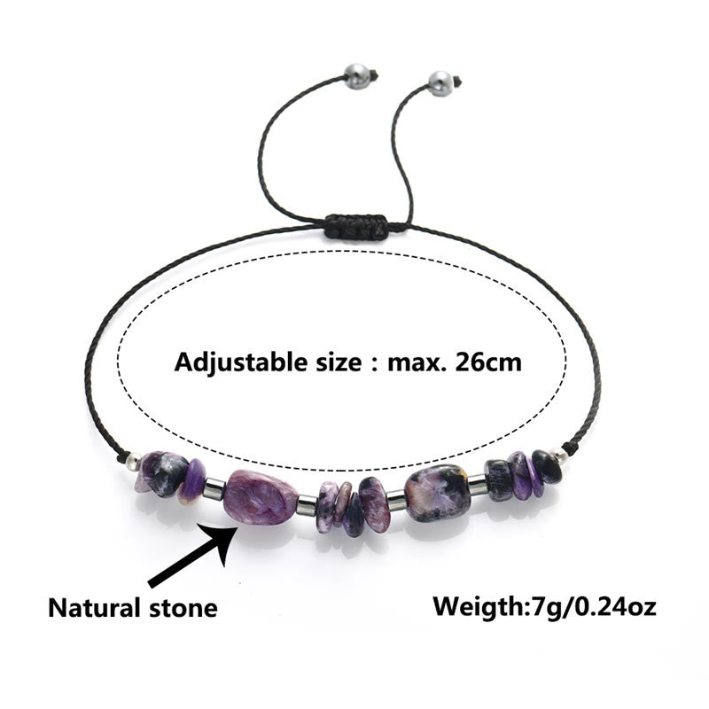 Buddha Stones Live In The Moment Charoite Hematite Powerful Bracelet - image 11