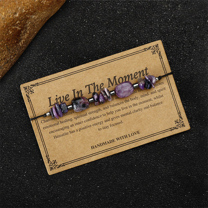 Buddha Stones Live In The Moment Charoite Hematite Powerful Bracelet - image 7