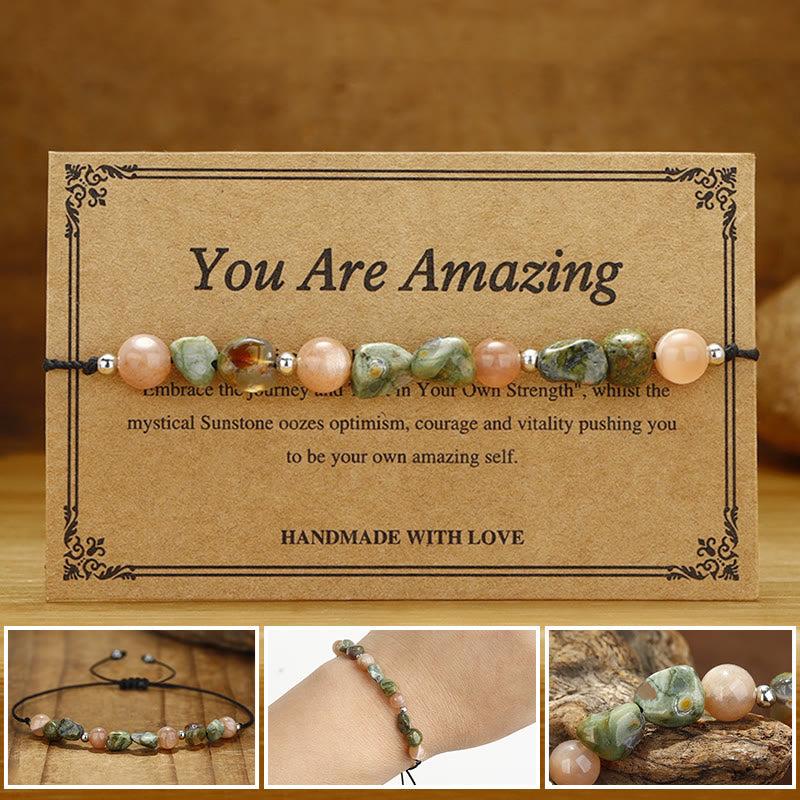 Buddha Stones You Are Amazing Rhyolite Sun Stone Positive Bracelet - You Are Amazing(Wrist Circumference 14-24cm) - image 0