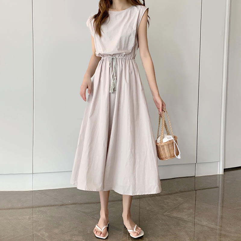 Buddha Stones Casual Eastic Waist Drawstring Design Short Sleeve Cotton Linen Midi Dress - AntiqueWhite - US8-10，UK/AU12-14，EU40-42 (2XL) - image 23