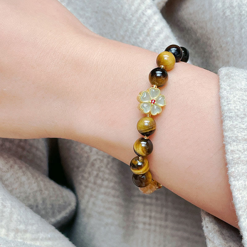 Buddha Stones Natural Tiger Eye Citrine Beads Flower Bell Courage Bracelet - image 4