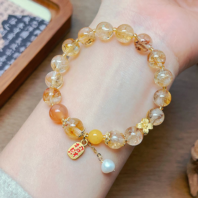 Buddha Stones Natural Citrine Beads Nafu Pleasure Bracelet - image 1